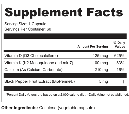 Supplement Facts for Sunstone